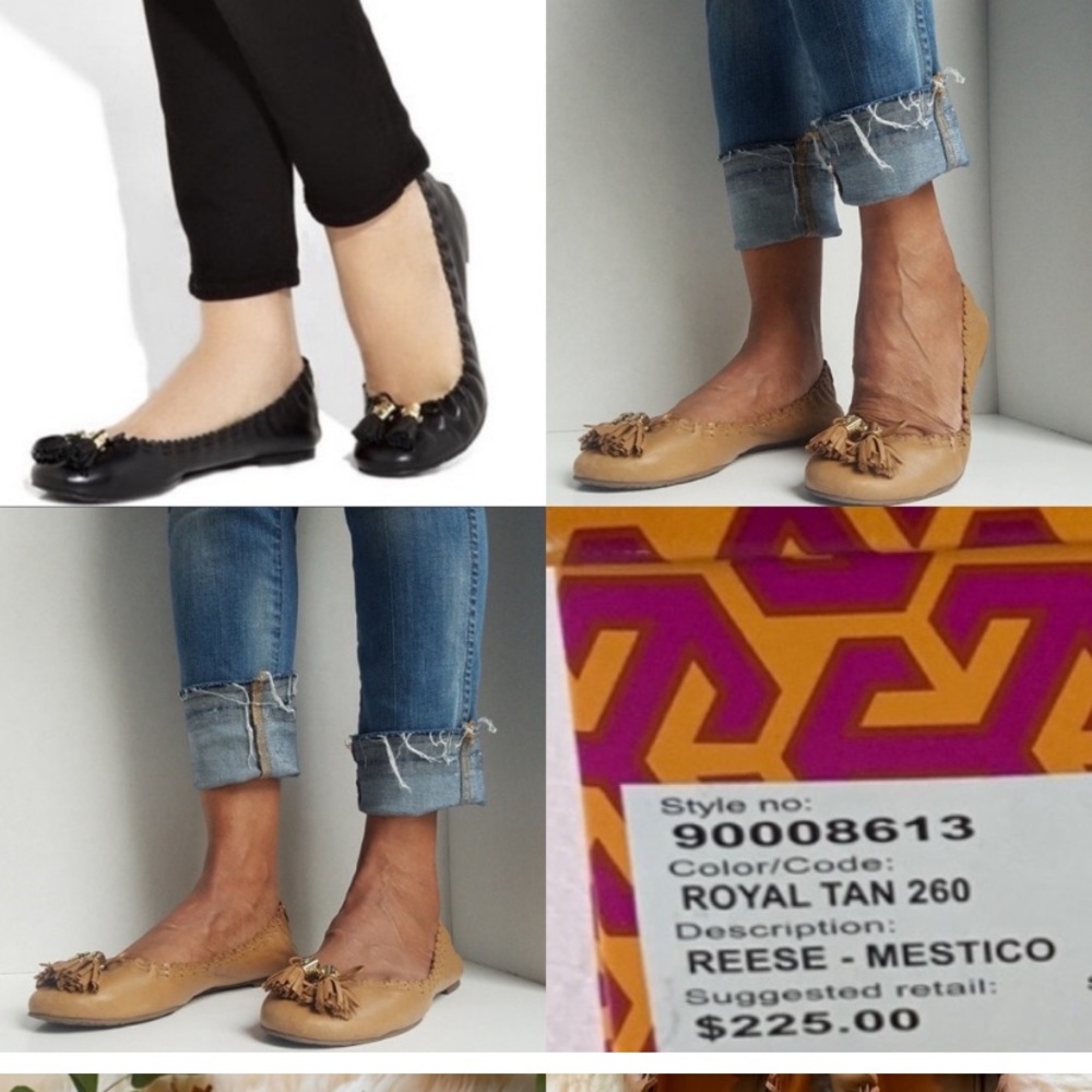 Tory Burch Reese Mestico Tassel Ballet Flats light tan 8